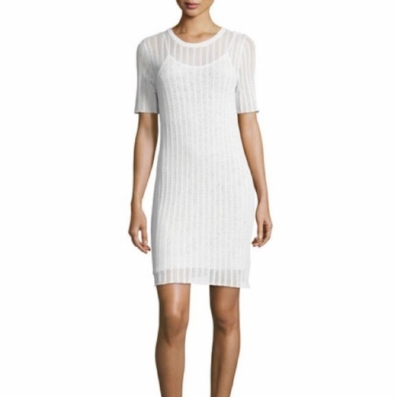 A.L.C. Soft Knit Open Knit Dress Cream White Sz S Designer Bride Bridal Vacation - Picture 2 of 16